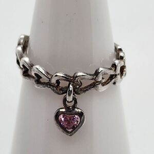 Avon RJ Graziano Sterling Silver & Pink Stone Adjustable Heart Ring